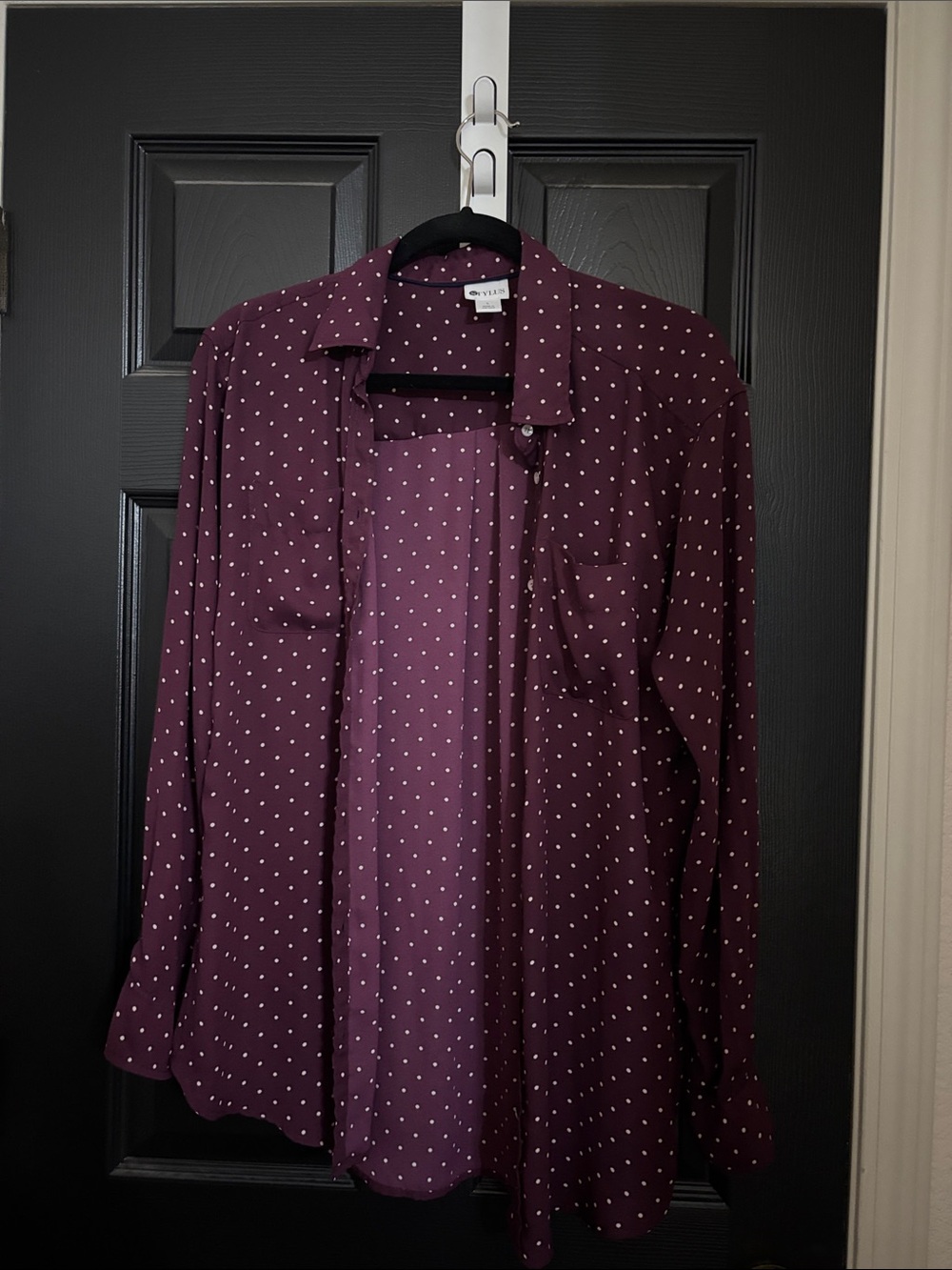 STYLUS Plum Polka Dot Button-Front Blouse